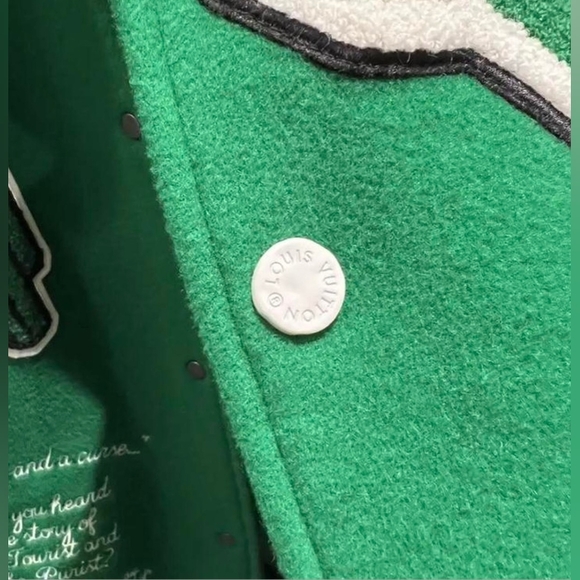 Men’s Louis Vuitton Green Wool Leather LV Varsity Jacket 46 Large - Picture 3 of 13
